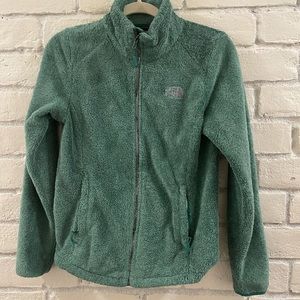 Blue green the North Face zippered jacket